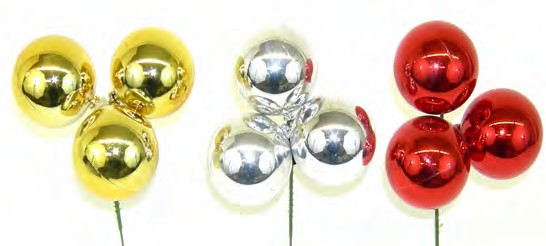 PLX3030 GOLD OR SILVER OR RED 30MM PLASTIC TRIPLE BALL PICK PK 36