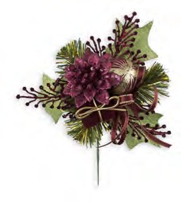 ED17911 BURG./GOLD HOLLY PINE PICK PK 24