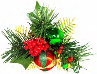 ED5199 SILVER HOLLY PINE PICK W/BALLS/DRUM/FERN PK 24