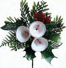 XP1022-ASST COLORS ASST TRIPLE BELL IN SILVER HOLLY LEAF PICK PK. 24