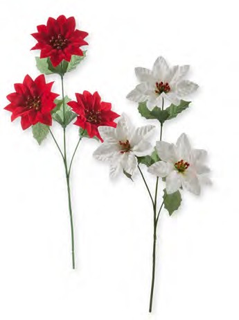 99136 ASST VELVET POINSETTIA STEM X 3 PK 24
