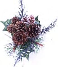 ED5105 NAT. PINE,FROSTED PINE CONE PICK [PK. 24]