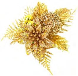 ED5189 GOLD GLITTER PICK W/BALL/POINSETTA PK 24