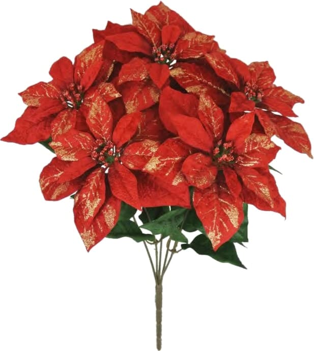 81153 RD Limited Quantity 22" CRUSH VELVET X 5 POINSETTIA PK 6