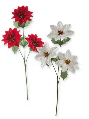 99136 ASST VELVET POINSETTIA STEM X 3 PK 24