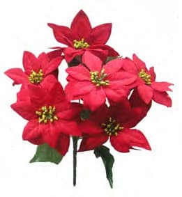 CP3715 RED 15" VELVET POINSETTIA BUSH x 5 PK 12